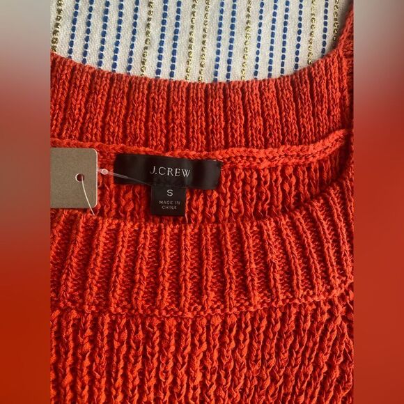 J.Crew Shirt Womens Small Orange Chunky Knit Cotton Pullover Sz Small NWT - Picture 4 of 8